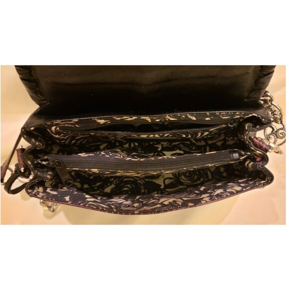 BRIGHTON Handbag/Shoulder Bag Brown Alligator Embossed Leather/Black Trim - Picture 10 of 14